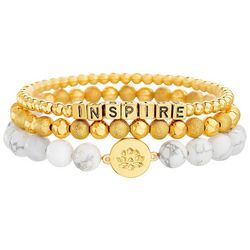 Balance Beads 3-Row Inspired Gold Plated Bracelet Set