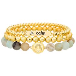 Balance Beads 3-Row Calm Fine Gold Plated Bracelet Set
