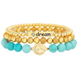Balance Beads 3-Row Dream Fine Gold Plated Bracelet Set