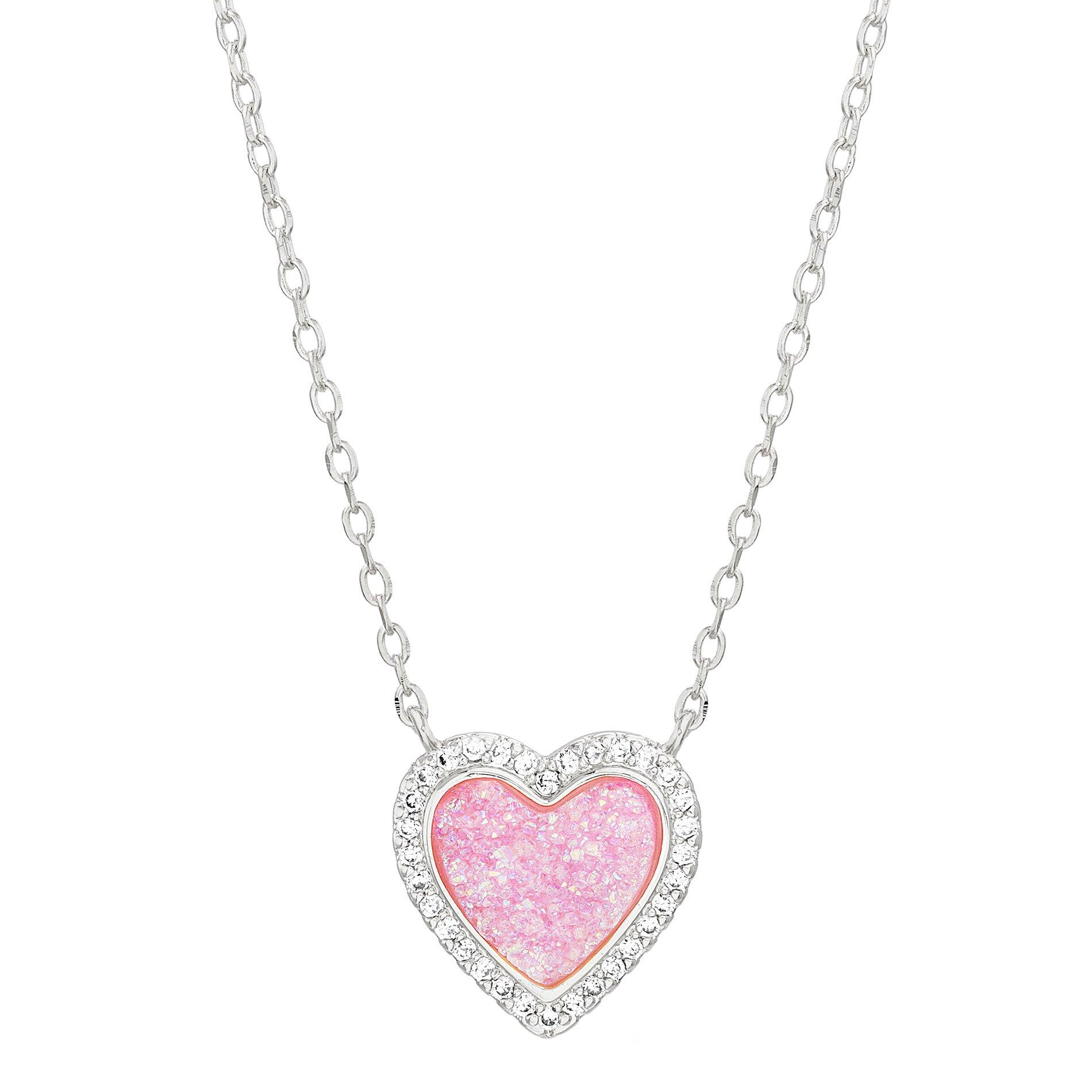 16 In. Pave & Druzy Heart Necklace