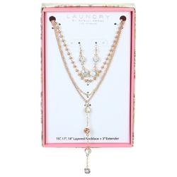 2-Pc. 3-Row Y-Necklace & Earring Set