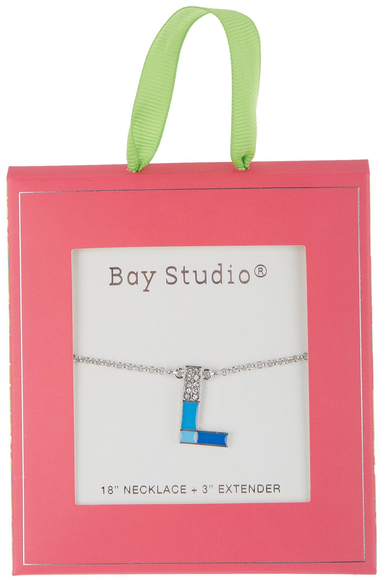 Bay Studio 'L' Initial Pave Enamel Chain Necklace
