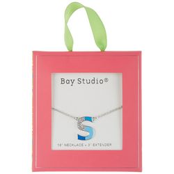Bay Studio 'S' Initial Pave Enamel Chain Necklace