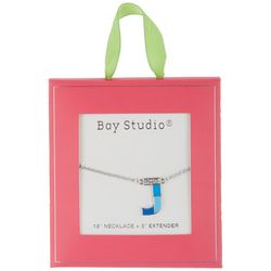 Bay Studio 'J' Initial Pave Enamel Chain Necklace