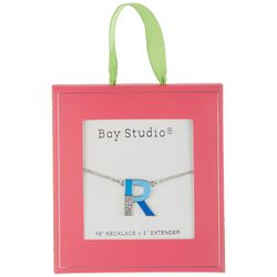 Bay Studio 'R' Initial Pave Enamel Chain Necklace