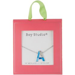 Bay Studio 'A' Initial Pave Enamel Chain Necklace