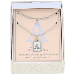 Initially Yours 2-Pc. 15 In. MOP 'A' Charm Necklace Set