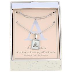 2-Pc. 15 In. MOP 'A' Charm Necklace Set