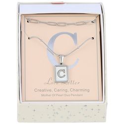 Initially Yours 2-Pc. 15 In. MOP 'C' Charm Necklace Set