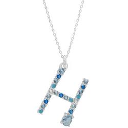 16 In. Genuine CZ 'H' Charm Necklace