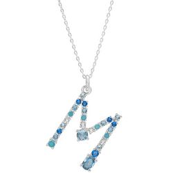 Initially Yours 16 In. Genuine CZ 'M' Charm Necklace