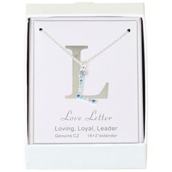 Initially Yours 16 In. Genuine CZ 'L' Charm Necklace