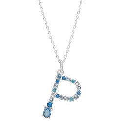 Initially Yours 16 In. Genuine CZ 'P' Charm Necklace