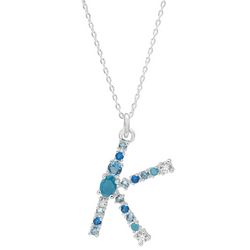 Initially Yours 16 In. Genuine CZ 'K' Charm Necklace