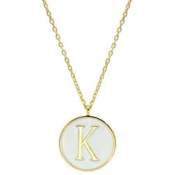 16 In. 'K' Charm Gold Plated Necklace