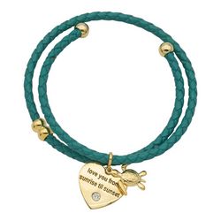 City Gems Love You Turtle Charm Adjustable Leather Bracelet