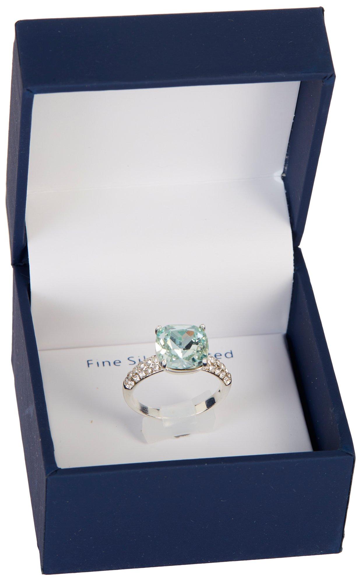Silver-Tone Princess Cut Ring