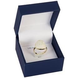 Gold-Tone Pearl Boxed Ring