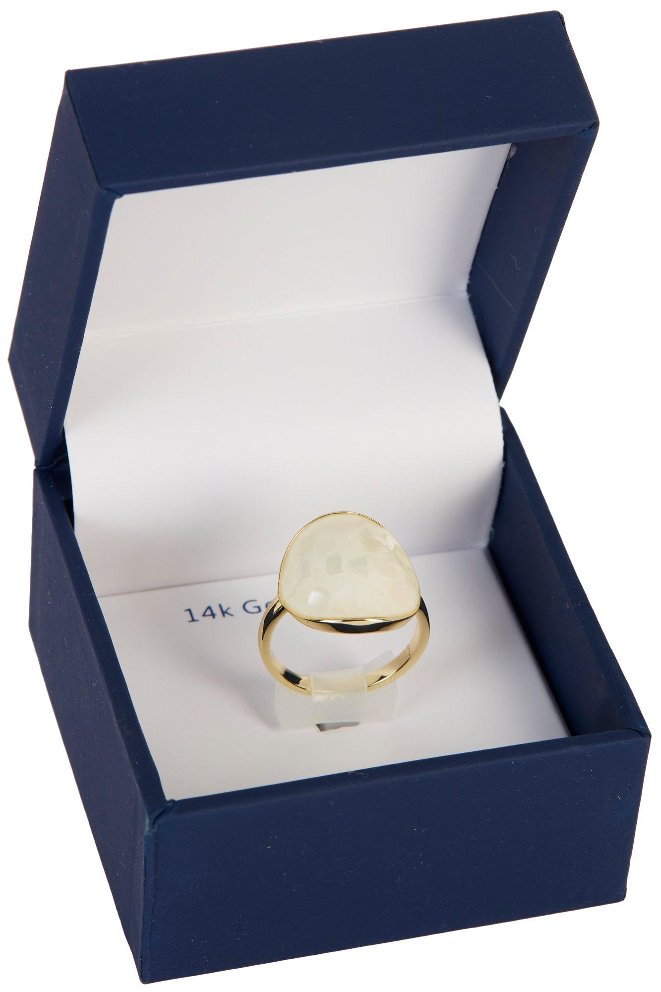 Gold-Tone Pearl Boxed Ring