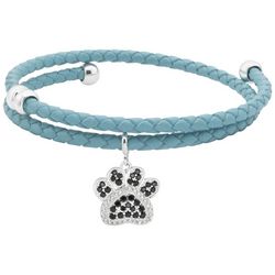 City Gems Dog Mom Charm Adjustable Braided Leather Bracelet