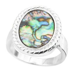 Ocean Treasures Abalone Oval Rope Halo Boxed Ring