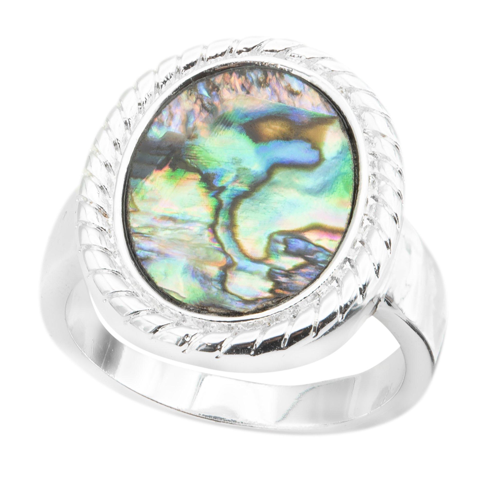 Abalone Oval Rope Halo Boxed Ring