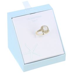 Ocean Treasures CZ Embellished Gold-Plate Boxed Ring