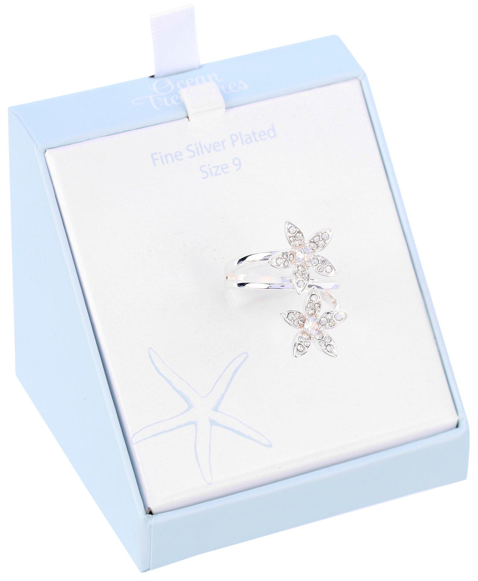 Ocean Treasures Fine Silver Plated Floral Ring