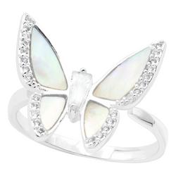 Shell Butterfly Silver Tone Ring