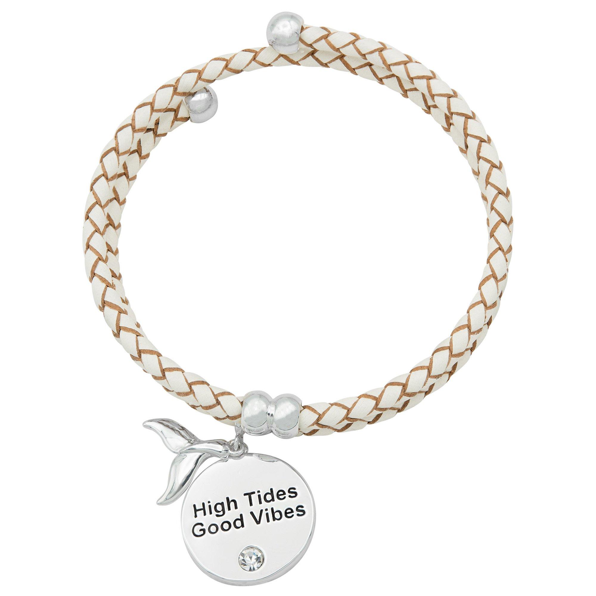 High Tides Good Vibes Charm Silver Plated Bracelet