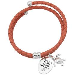 Love Turtle Charm Adjustable Leather Bracelet