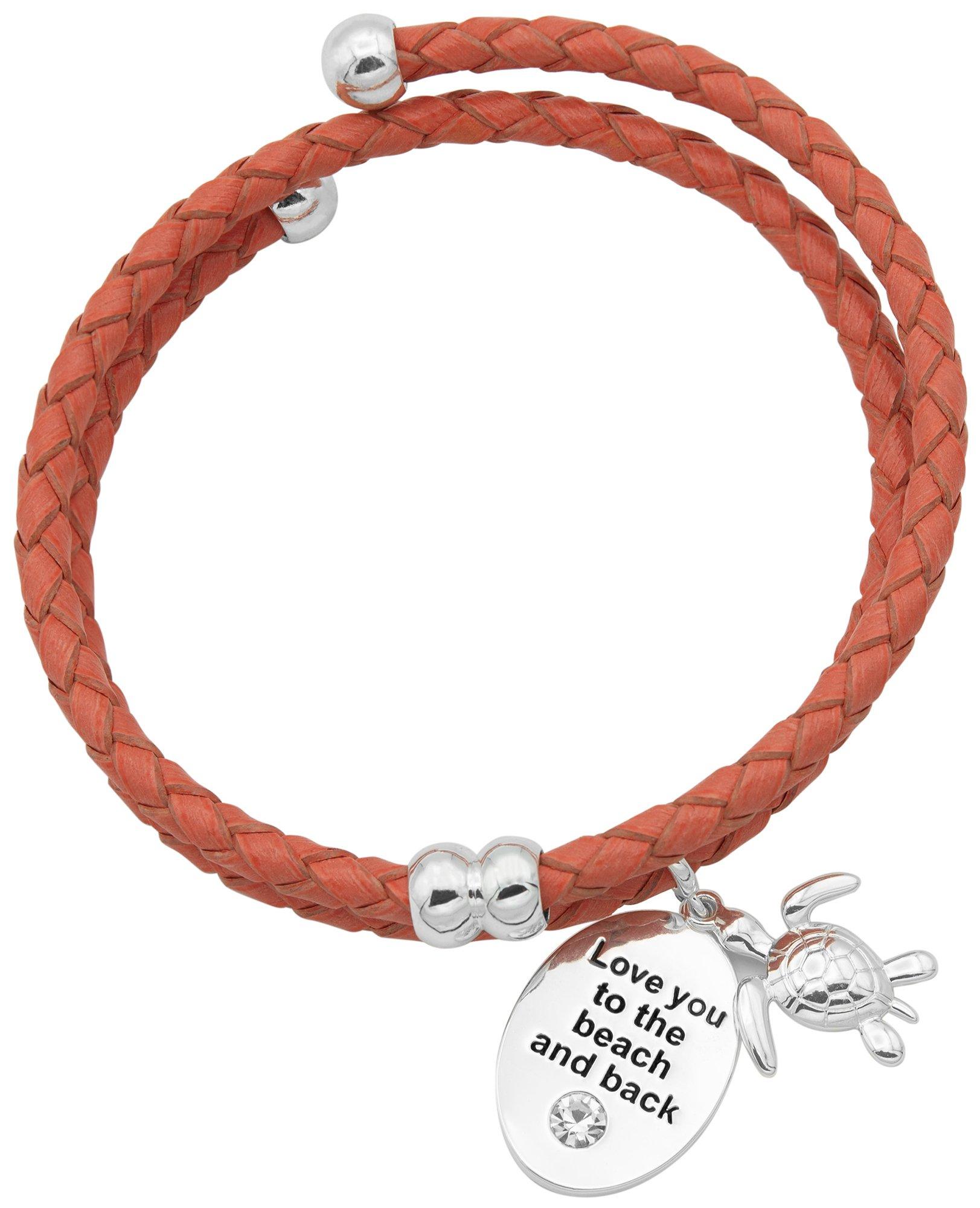 Love Turtle Charm Adjustable Leather Bracelet