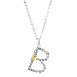 City Gems Initial 'B'  CZ Multicolor Pave 16 In. Necklace