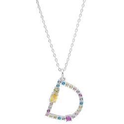 Initial 'D' CZ Multicolor Pave 16 In. Necklace
