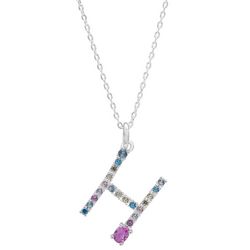 City Gems Initial 'H' CZ Multicolor Pave 16 In. Necklace