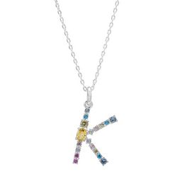 City Gems Initial 'K' CZ Multicolor Pave 16 In. Necklace