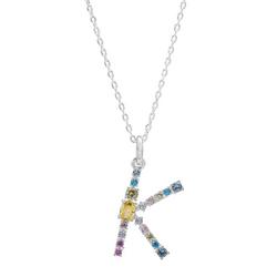 Initial 'K' CZ Multicolor Pave 16 In. Necklace