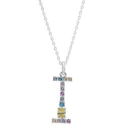 City Gems Initial 'I' CZ Multicolor Pave 16 In. Necklace
