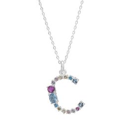 City Gems Initial 'C' CZ Multicolor Pave 16 In. Necklace
