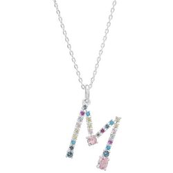 City Gems Initial 'M' CZ Multicolor Pave 16 In. Necklace