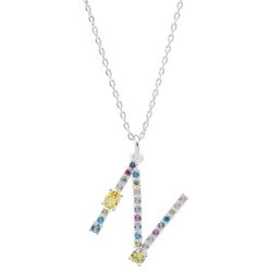 City Gems Initial 'N' CZ Multicolor Pave 16 In. Necklace