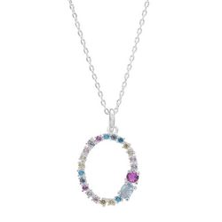 City Gems Initial 'O' CZ Multicolor Pave 16 In. Necklace