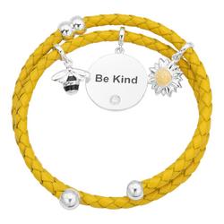 Be Kind Bee Daisy Charms Braid Coil Bracelet