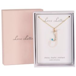 Love Letter Goldtone Colorful CZ Initial Necklace