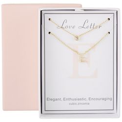 Love Letter Faux Pearl Initial E & CZ Layered Necklace
