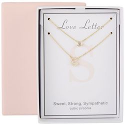 Love Letter Faux Pearl Initial S & CZ Layered Necklace
