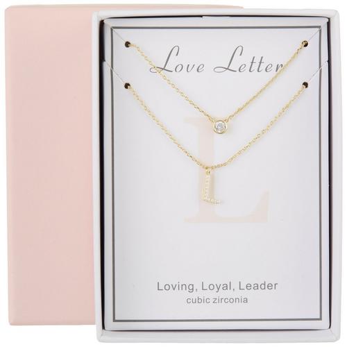 Love Lettere Faux Pearl Initial & CZ Layered