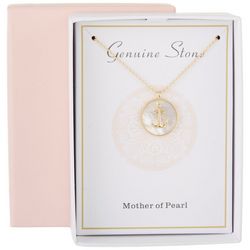 City By City Gold Tone Mother of Pearl Anchor Pendant