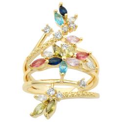 Multi Rhinestone Gold Plated Boxed Ring