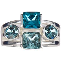 Crystal Silver-Plated Boxed Ring